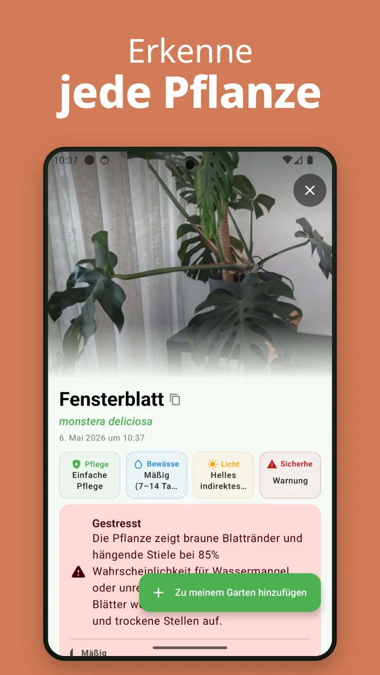 Einfach zu bedienen — jede Pflanze in Sekunden bestimmen