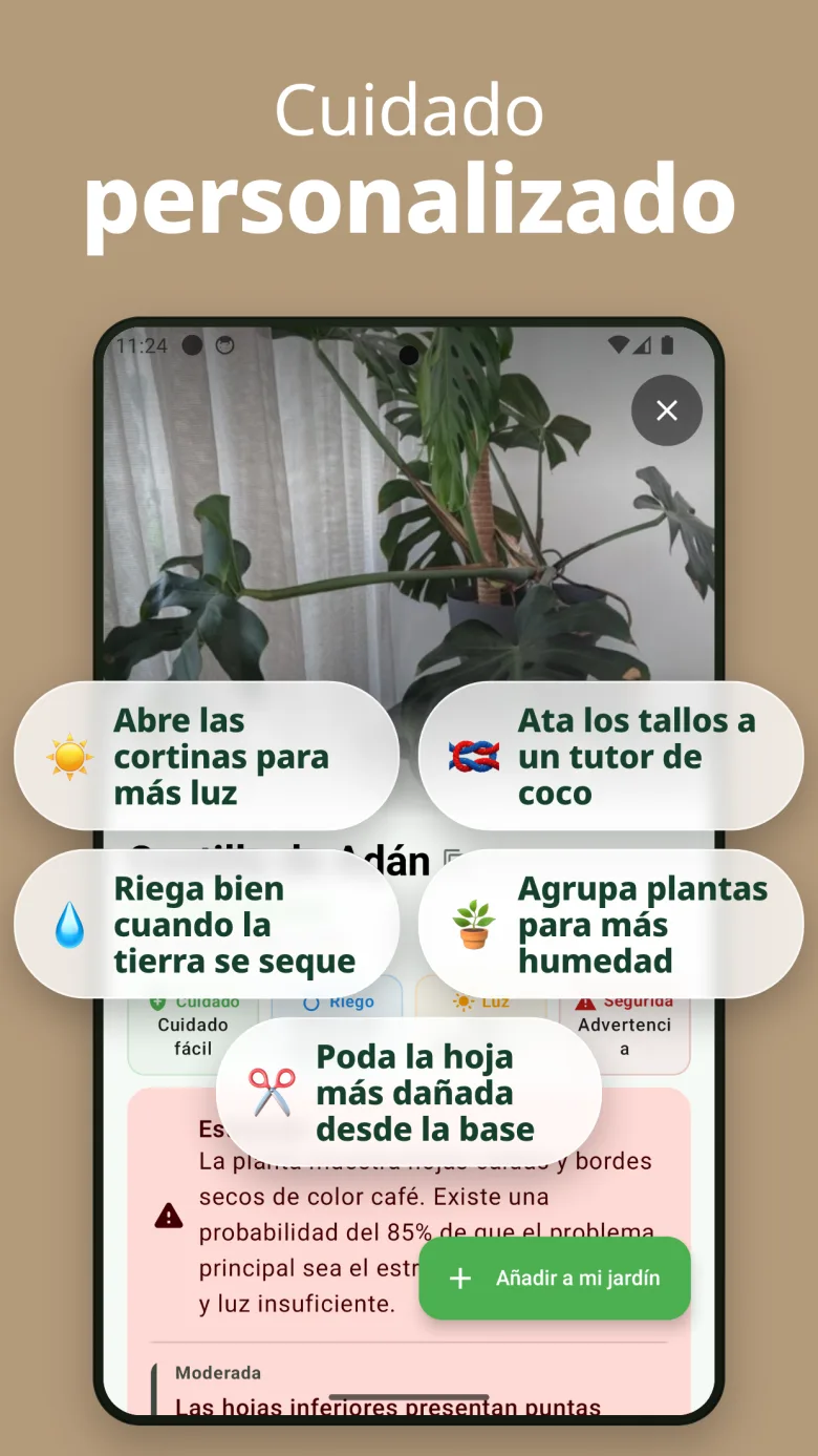 Seguimiento de salud de las plantas con historial de escaneos