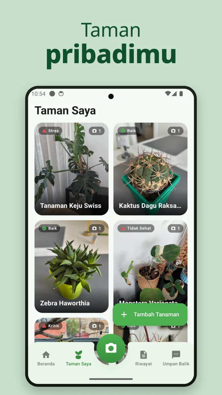 Layar utama dengan ikhtisar taman
